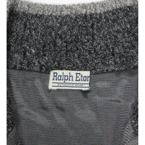 New Vintage RALPH ETON Gray Ribbed Full Zip Men's Cardigan Sweater sz L NWT /455 - Picture 4 of 6